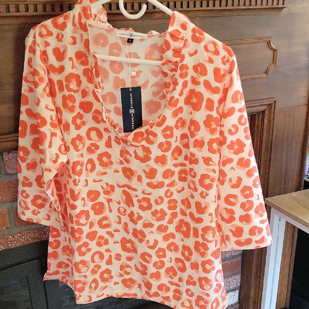 Michelle McDowell Orange Patterned Top